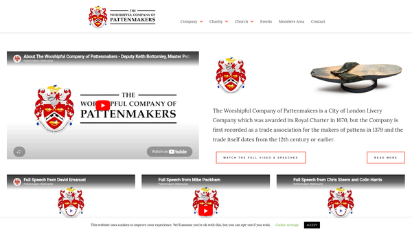 Screenshot of the The Pattenmakers Company Charitable Foundation website