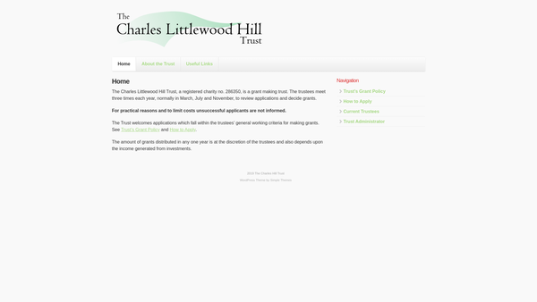 Screenshot of the The Charles Littlewood Hill Trust website