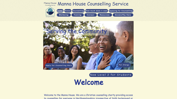 Screenshot of the The Manna House Trust website