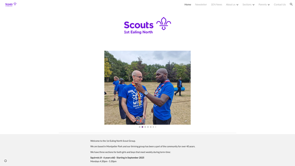 Screenshot of the 1st Ealing North Scout Group website