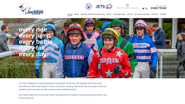 Screenshot of the The Jockeys' Association Trust website