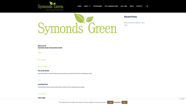 Screenshot of the Symonds Green Community Association website