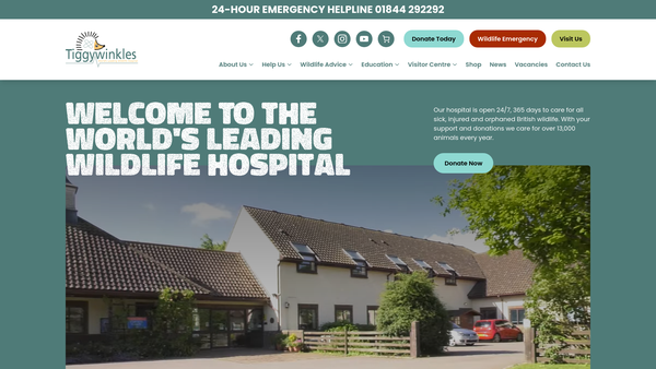 Screenshot of the The Wildlife Hospital Trust website