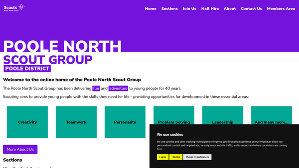 Screenshot of the Poole North Scout Group website
