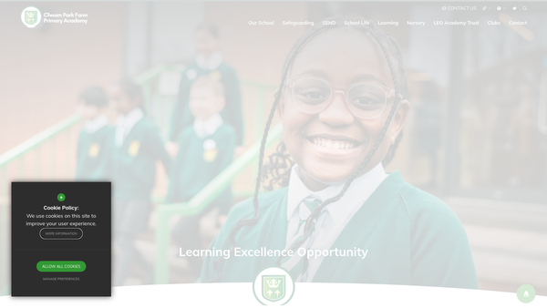 Screenshot of the Cheam Park Farm Primary Academy PTFA website