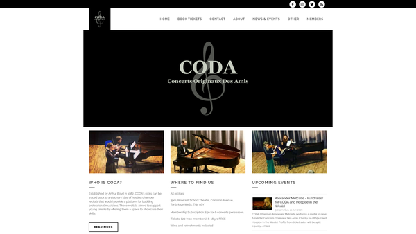 Screenshot of the Concerts Originaux Des Amis website