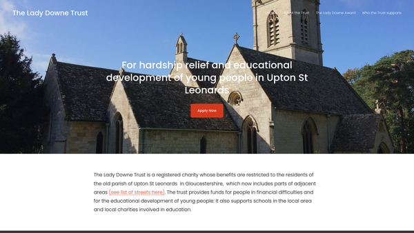 Screenshot of the Lady Downe's Charity website