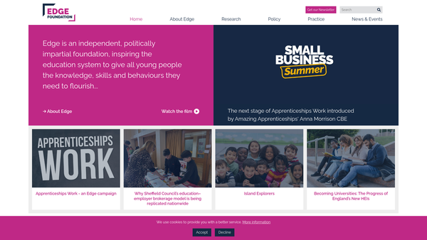 Screenshot of the Edge Foundation website