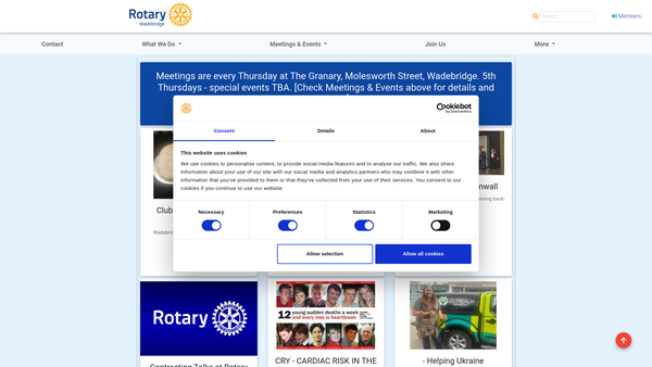 Screenshot of the Rotary Club Of Wadebridge Trust Fund website