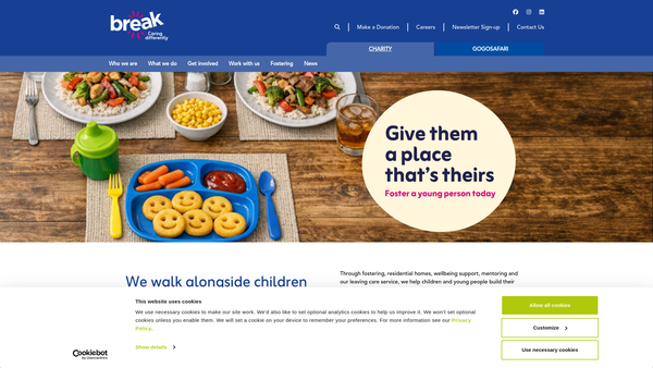 Screenshot of the Break website