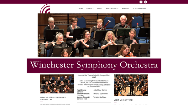 Screenshot of the Winchester Symphony Orchestra website