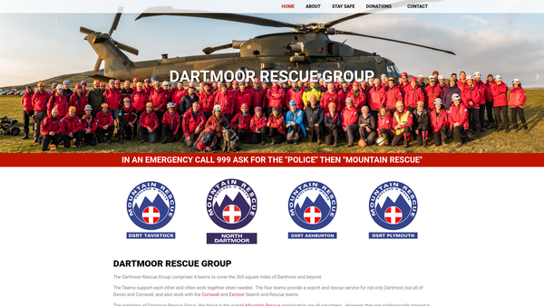 Screenshot of the Dartmoor Rescue Group website
