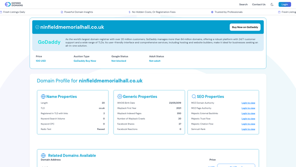 Screenshot of the Ninfield Village Memorial Hall website