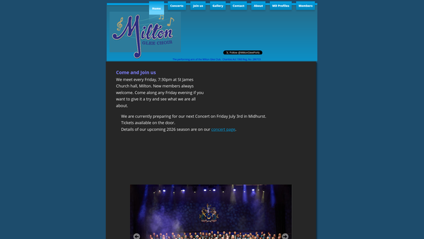 Screenshot of the The Milton Glee Club website