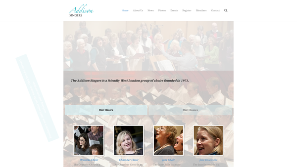 Screenshot of the The Addison Group Of Singers website
