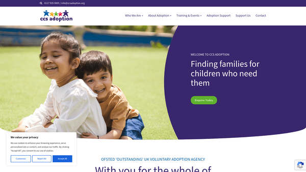 Screenshot of the CCS Adoption Ltd website