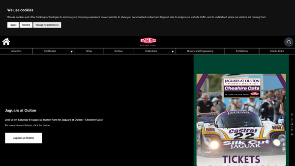 Screenshot of the Jaguar Daimler Heritage Trust website