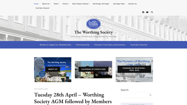 Screenshot of the The Worthing Society website