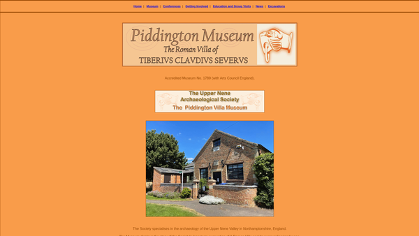 Screenshot of the Upper Nene Archaeological Society website