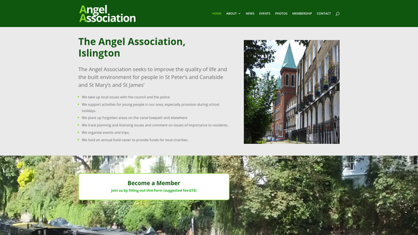 Screenshot of the Angel Association website