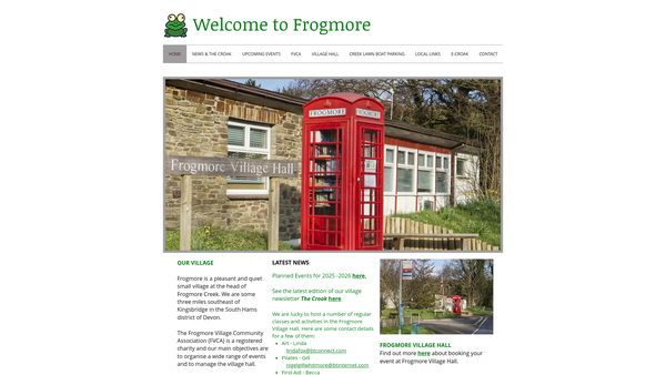 Screenshot of the Frogmore Village Community Association website