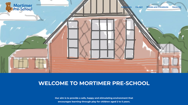 Screenshot of the Mortimer Playgroup Association website