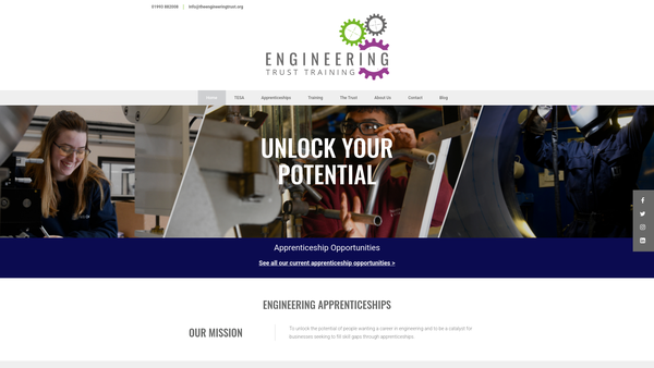 Screenshot of the The Engineering Trust website