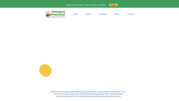 Screenshot of the Potterspury Pre-School website