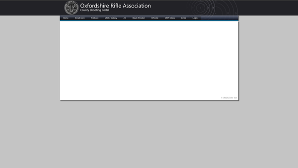 Screenshot of the Oxfordshire Rifle Association website