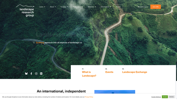 Screenshot of the Landscape Research Group website