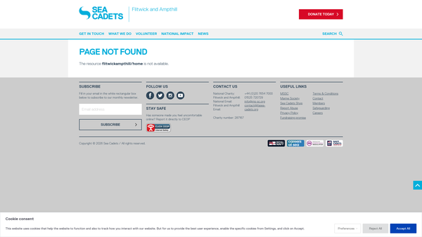 Screenshot of the Flitwick and Ampthill Sea Cadets website