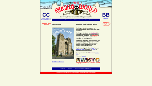 Screenshot of the The Ringing World Limited website