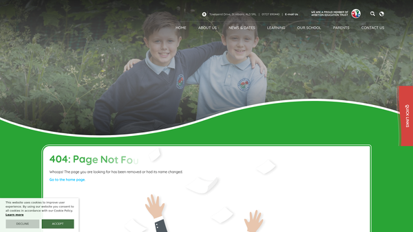 Screenshot of the Garden Fields School Association website