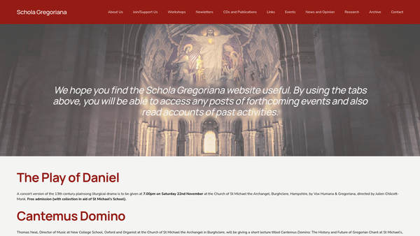 Screenshot of the The Schola Gregoriana Of Cambridge website