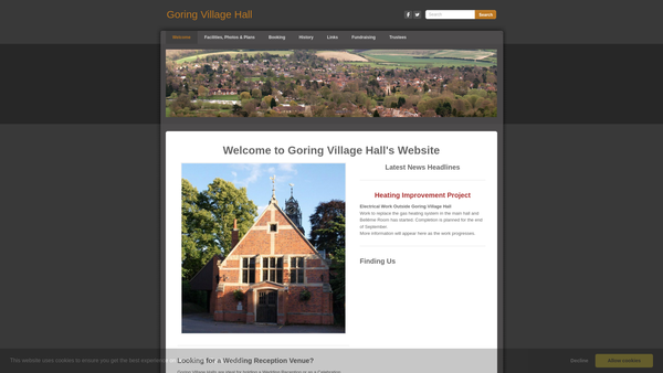 Screenshot of the Goring Village Hall website