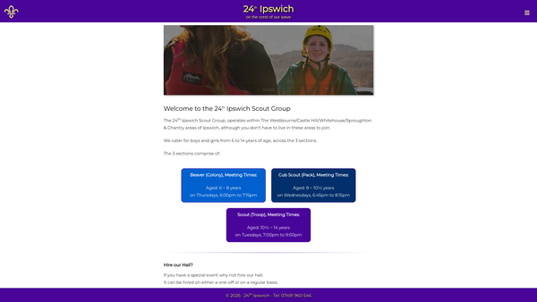 Screenshot of the 24th Ipswich Scout Group website