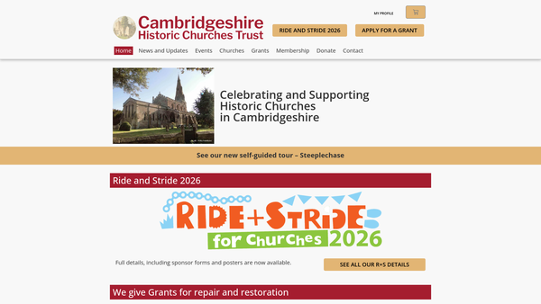 Screenshot of the Cambridgeshire Historic Churches Trust website