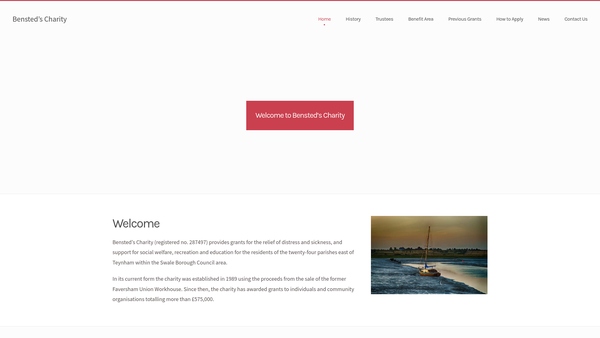 Screenshot of the Bensted's Charity website
