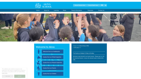 Screenshot of the The Akiva School Parents-Teachers Association website
