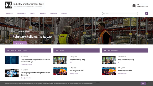 Screenshot of the Industry And Parliament Trust website