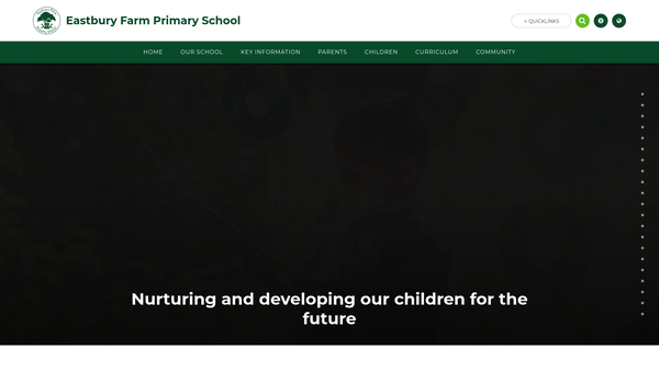 Screenshot of the Eastbury Farm School Association website