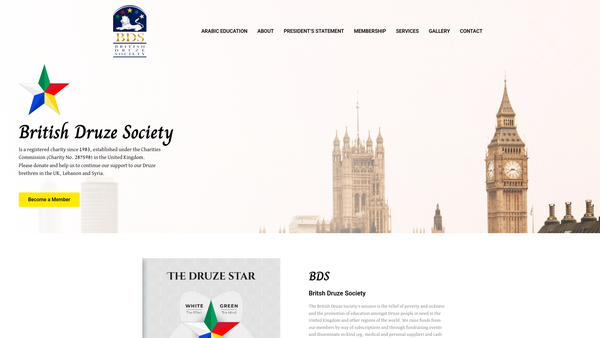 Screenshot of the The British Druze Society website