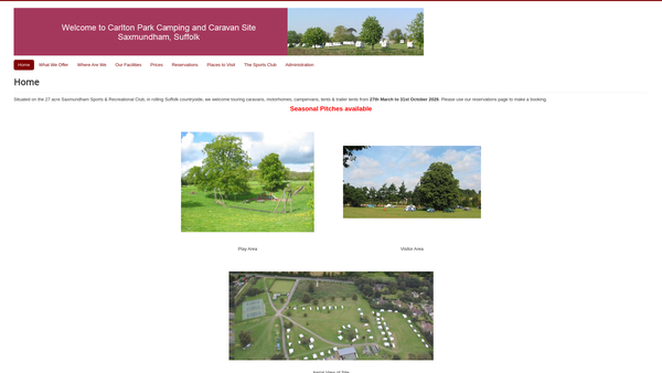 Screenshot of the Saxmundham Sports And Recreational Club website
