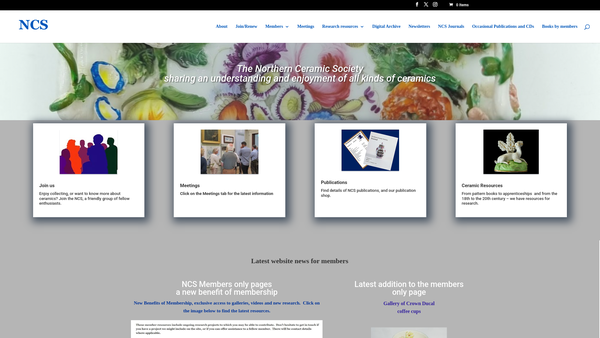 Screenshot of the The Northern Ceramic Society website