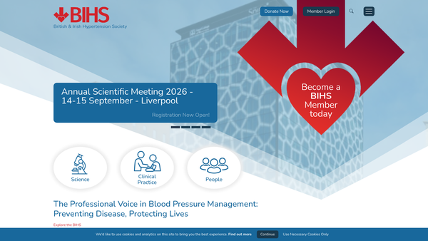 Screenshot of the The British And Irish Hypertension Society website