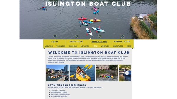 Screenshot of the Islington Boat Club website