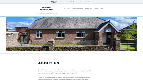 Screenshot of the Shirwell Village Hall website