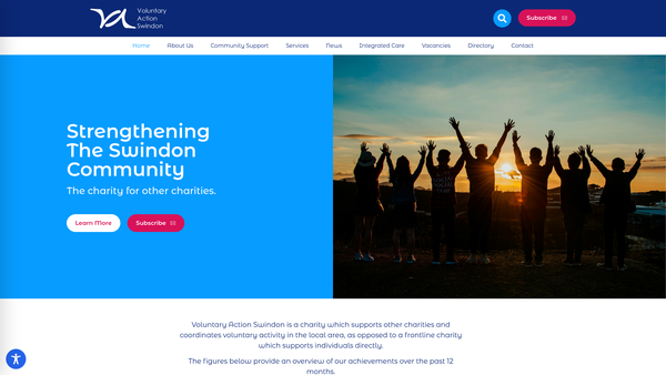 Screenshot of the Voluntary Action - Swindon website