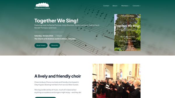 Screenshot of the Chanctonbury Chorus website