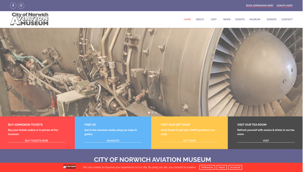 Screenshot of the City Of Norwich Aviation Museum website